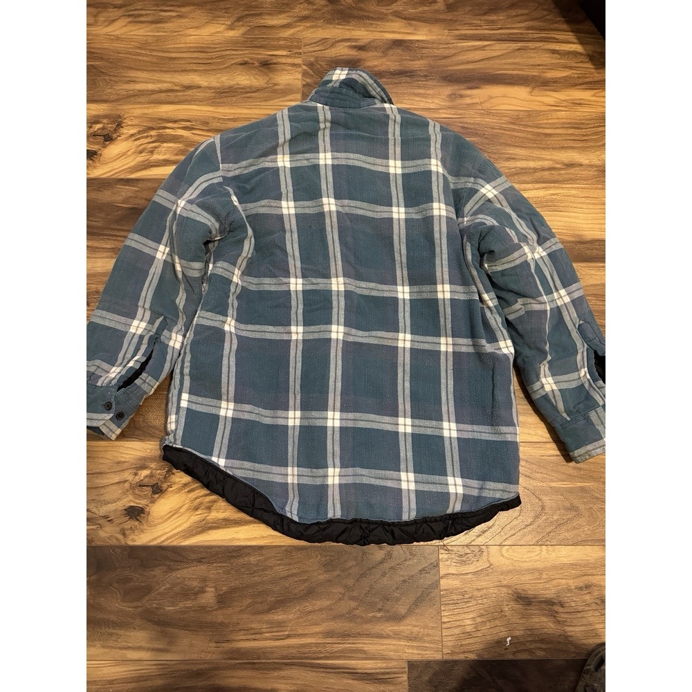 David Taylor Blue Green Plaid Quilted Lined Shirt Jacket Shacket Large - Picture 2 of 5